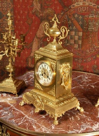 fig 3. Antique French Gothic Clock Set ~ French - Circa 1890 ~